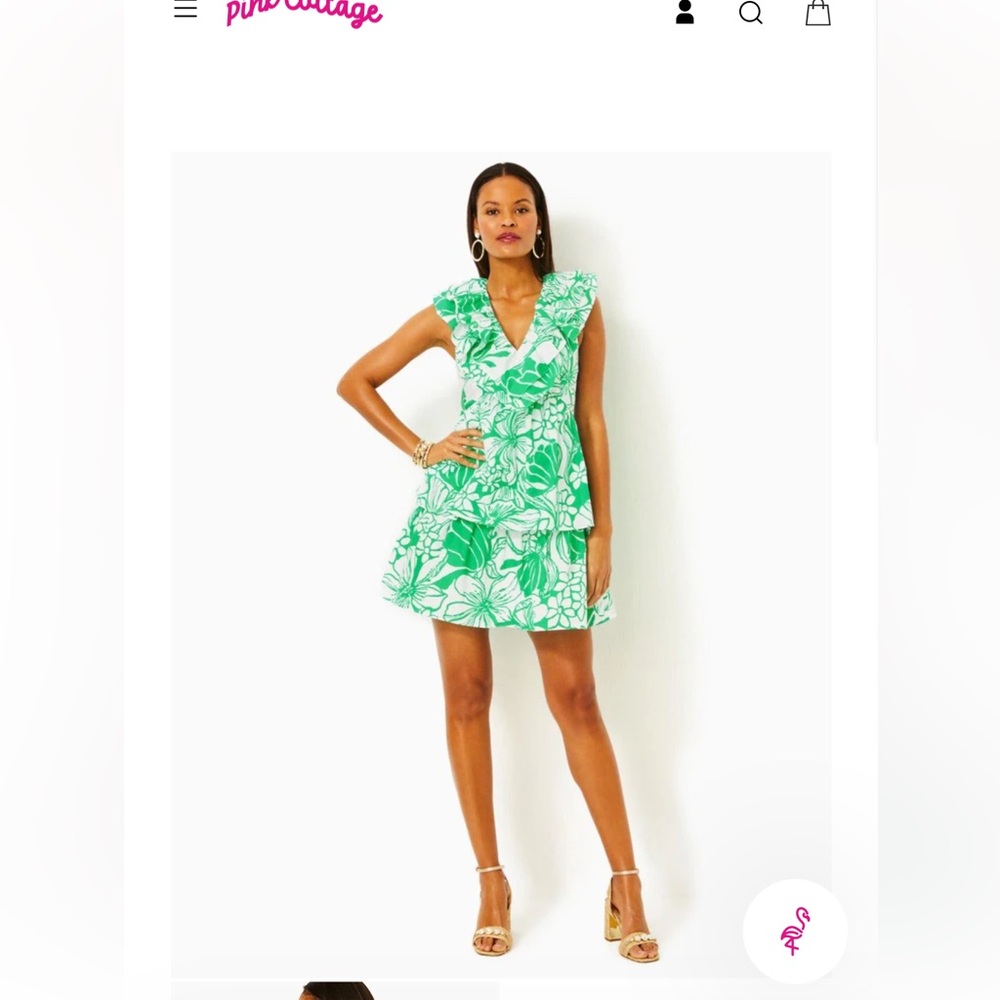 Lilly Pulitzer 8 Spearmint KISS MY TULIPS RITAMARIE DRESS V-Neck Ruffle NWT
